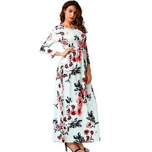 DYMADE Women's Floral 3/4 Sleeve Pockets Summer Casual Party Long Maxi Dress